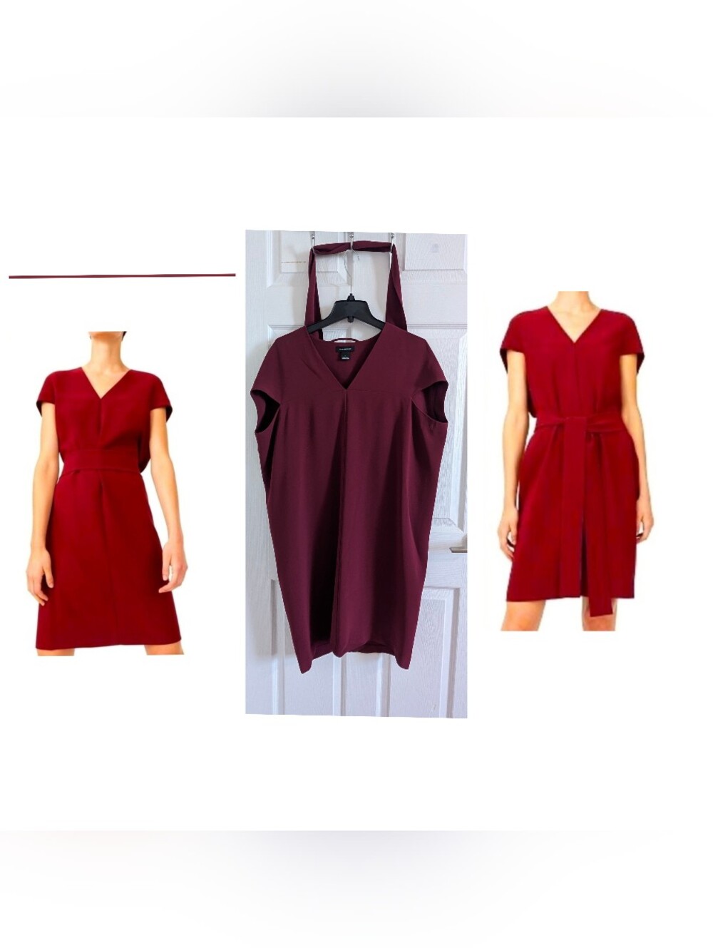 Club Monaco Deep Wine V-Neck Shift Tailored Luxury Dressy Dress Career Party - 6